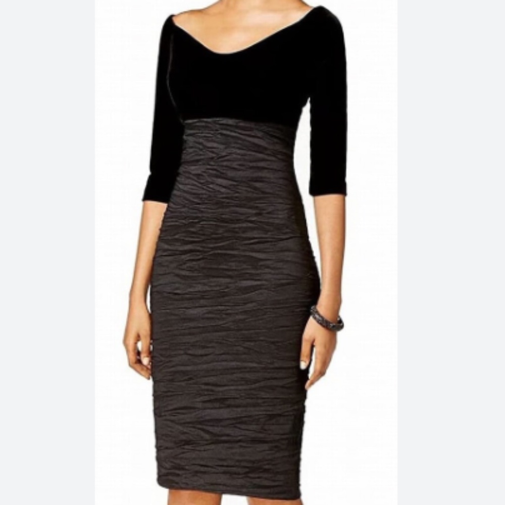 Alex Evenings Off-The-Shoulder 3/4 Sleeves Sheath/Velvet Dress Size16